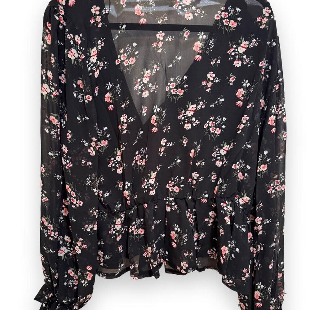 Wild Jasmine Boutique Brand Women's Black & Pink Floral Cottagecore Blouse - Picture 6 of 6